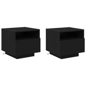 Mesita De Noche 40x39x37 Cm Madera - Negro