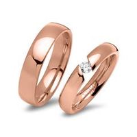 alianzas de boda de acero inoxidable chapado en oro rosa con piedra