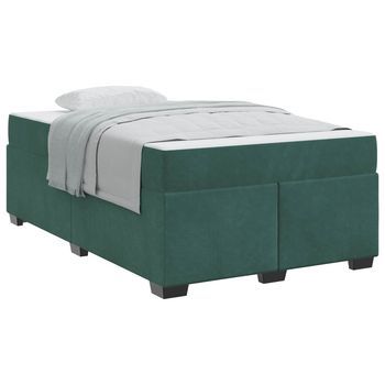 Estructura De Cama Con Colchón Verde Oscuro 120 X 200 Cm Tela Vidaxl