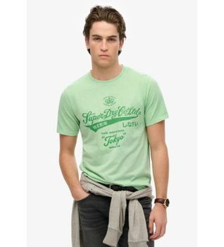 Superdry para hombre. M1012129A Camiseta lavada de corte relajado Workwear verde (S), Casual, Algodón, Manga corta