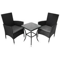 bistro set ratan 3 piezas silla de jardin al aire libre mesa patio comedor balcon negro
