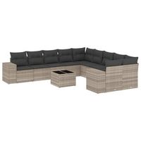 set de sofas de jardin 11 piezas y cojines ratan sintetico gris