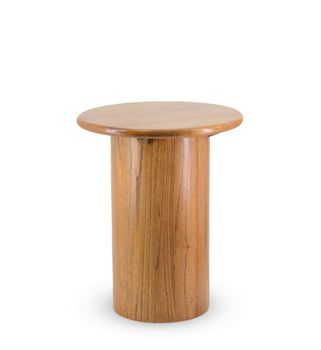 Mesa auxiliar pata cilíndrica madera beige d. 45 cm