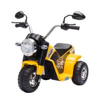 homcom moto electrica infantil con 3 ruedas triciclo a bateria 6v para ninos de 18-36 meses con faro bocina 72x57x56 cm amarillo   aosom espana