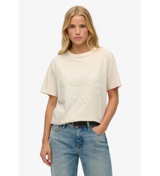 Superdry para mujer. W1011702A Camiseta Athletic Tonal Oversized beige (M), Casual, Algodón, Manga corta