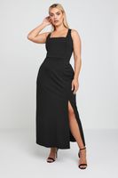limited collection vestido maxi negro con abertura lateral mujer curvy y tallas grandes limited collection