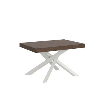 Mesa Extensible Volantis Premium De Nogal 120/224x90 Cm Con Patas Blancas