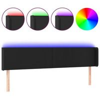 cabecero cama  panel de cabecera con led cuero sintetico negro 183x16x7888 cm