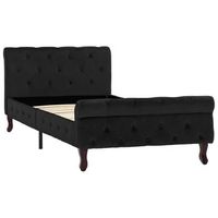 estructura de cama de terciopelo negro 90x200 cm