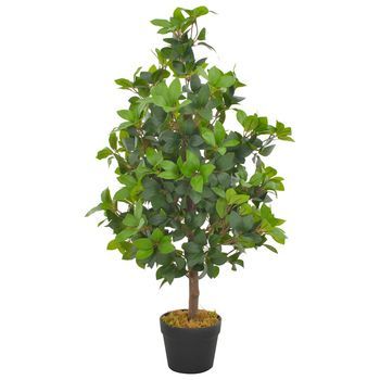 Planta Artificial Árbol De Laurel Con Macetero 90 Cm Verde Vidaxl