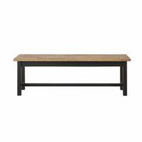 banco de mango macizo y acero negro de 140 cm