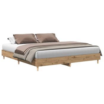 Cama Matrimonial | Cama Para Adulto | Estructura De Cama Sin Colchón Roble Artesanal 160x200 Cm