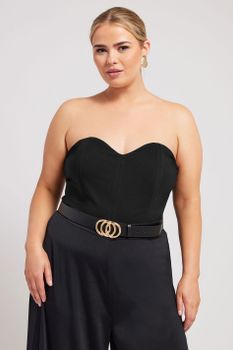 Yours London Body Corsé Negro Sin Mangas, Mujer Curvy Y Tallas Grandes, Yours London