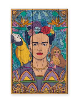 Panel decorativo madera 60x40 frida artdeco