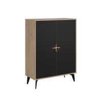 aparador alto de 4 puertas con patas de metal l90 cm - negro