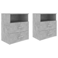 pack 2 uds mesitas de noche  mesa auxiliar  mesilla gris hormigon 50x32x60 cm