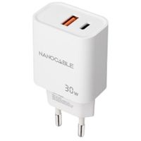 cargador de pared nanocable 10102011 30w usb-c pdusb-a qc compacto blanco