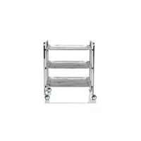 carrito auxiliar plegable bauhaus cromado con ruedas r 3 niveles y 3 posicionespino envejecido