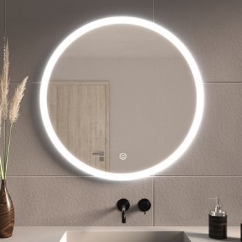 Espejo De Baño Con Luz Led 70 Cm, Redondo, Antivaho, 3 Colores Dimmable - Lomazoo Vegas