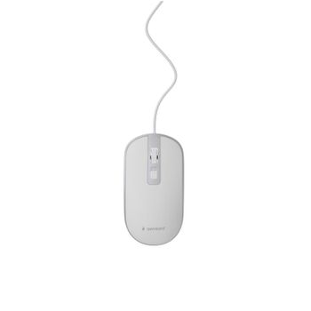 Ratón Gembird con cable 1200 DPI 4 botones ambidiestro USB plata/blanco