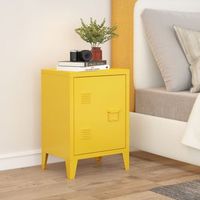 mesa de noche inari acero con tirador derecho 57x40x30 cm - amarillo encasa