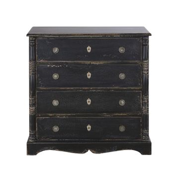 Cómoda de 4 cajones de abeto macizo y MDF negro
