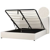 cama con almacenaje de bucle blanco crema 180 x 200 cm otomana cabecero lavaur