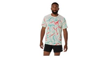 Maillot mangas cortas asics road all over print beige hombre