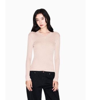 A|X Armani Exchange para mujer. XW001874AF11957M4014 Jersey Slim V rosa (XL), Casual, Clásico, Viscosa