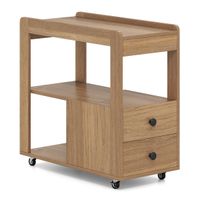 costway mesa auxiliar estrecha mesa lateral para sofa de 2 cajones con estantes abiertos mesilla de noche rodante con ruedas para salon