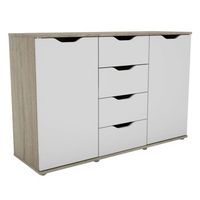 aparador parc salon 2 puertas 4 cajones color roble sonoma y blanco mate melamina 120x787x38 cm