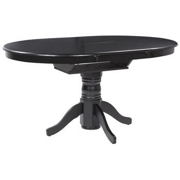 Mesa Vintage Retro De Comedor Extensible De Madera Con Pedestal Negro 106/150 X 106 Cm Akron
