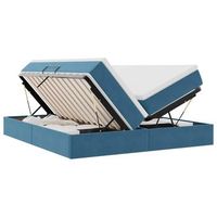 cama con almacenamiento y colchon azul oscuro 200 x 200 cm vidaxl