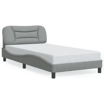 Cama Para Adulto | Cama Individual | Estructura De Cama Con Luces Led Tela Gris Claro 100x200 Cm