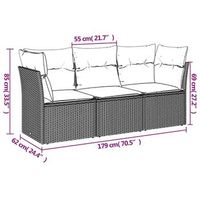 conjunto de sofas para patio exterior de 3 dias con cojines aspecto beige
