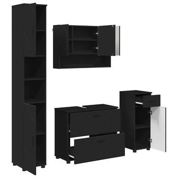 Juego De Muebles De Baño 4 Uds. Negro 35 X 30 X 192 Cm Vidaxl