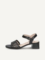 caprice heeled sandal black made of leather with trapeze heel size 42