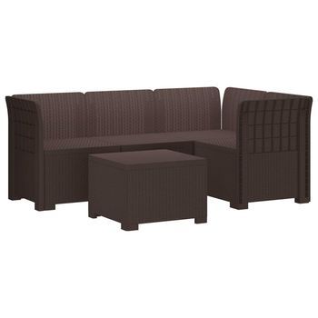 Sofá De Jardín Para 4 Personas Con Diseño De Rattan Pp Marrón Vidaxl