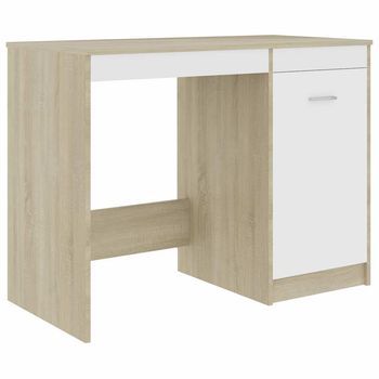 Escritorio Madera Contrachapada Blanco Roble Sonoma 100x50x76cm