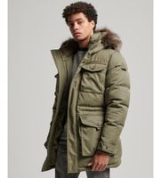 superdry para hombre m5011744a parka de pelo sintetico chinook verde s casual poliester