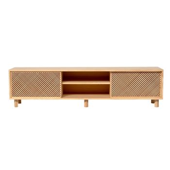 Mueble de TV 2 puertas de madera maciza natural 180 cm Barnizado