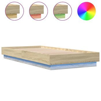 Estructura De Cama Con Luces Led Roble Sonoma 100x200 Cm Vidaxl