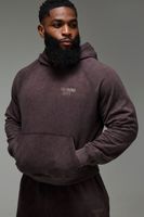 sudadera man active recta con capucha y lavado a la piedra brown