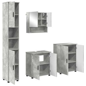 Juego De Muebles De Baño 4 Uds. Gris Concreto 61 X 35 X 64 Cm Vidaxl