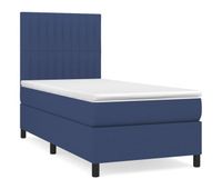 cama box spring con colchon tela azul 80x200 cm rayas verticales