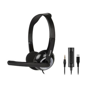 Auriculares Hamlet HHEADMUS-CJ con cable USB-C y jack, para oficina y call center, negros
