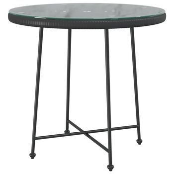 Mesa De Comedor | Mesa De Cena De Vidrio Templado Y Acero Negro 80 Cm