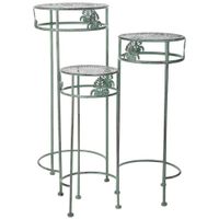 soporte para macetas verde 3 piezas 28x28x69-24x24x59-20x20x49h cm
