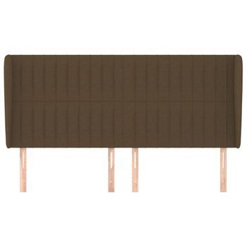 Cabecero Cama Mueble De Dormitorio Con Orejas De Tela Oscuro 203 X 23 X 118/128 Cm Marrón M02_0003533
