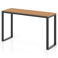 costway mesa consola rectangular para exteriores con tablero de wpc duradera y estructura metalica resistente 129 x 42 x 75 cm